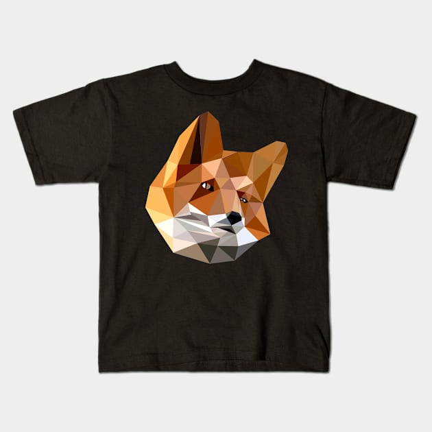 Fox Wild Life Polygonal Style Animal Portrait Kids T-Shirt by VerPaxArt Amazing Prints